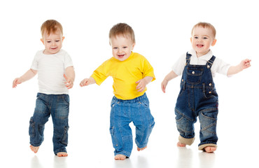 Children play game and racing run. Competition