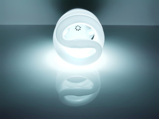 bright energy saving fluorescent light bulb