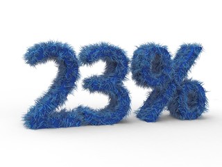 3d Schrift 23% blau haarig