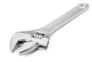 steel wrench on white background