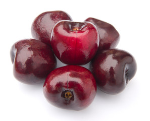 Fototapeta premium fresh cherries on white background