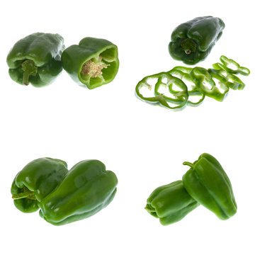 Set of green peppers