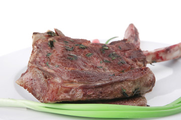 served main course: boned roasted lamb ribs