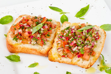 Bruschetta( Italian Toasted Garlic Bread ) with tomato