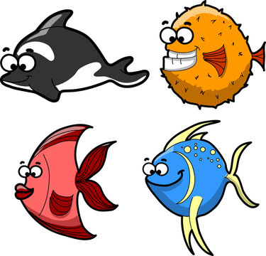 Большой набор мультфильм рыбы