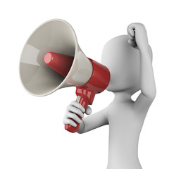 メガホンで叫ぶ人