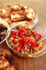 homemade food: salads and grilled chicked