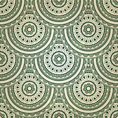 vector seamless eastern floral  background in green