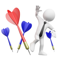 3D Businessman dodging darts