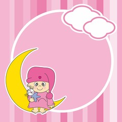 Marco niña sentada en la luna