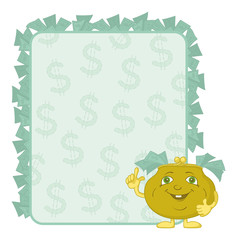 Purse and poster with dollars