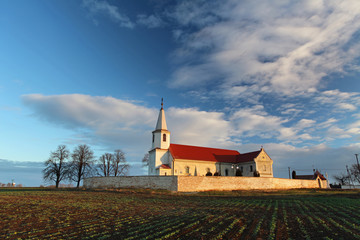 Fototapeta na wymiar Nice Catholic Church in eastern Europe - village Pac.