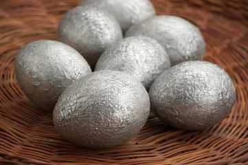 Silver Easter eggs