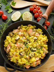 Seafood paella