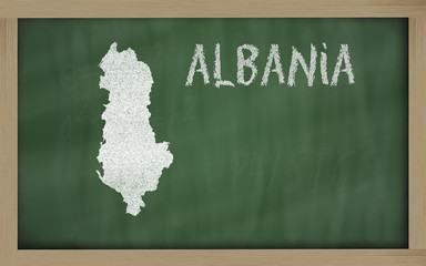 outline map of albania on blackboard