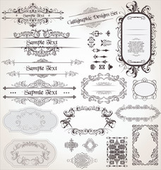 vintage ornamental calligraphic designs set