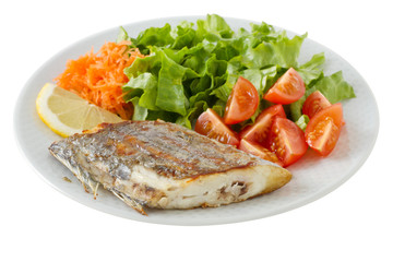 fried swordfish with salad