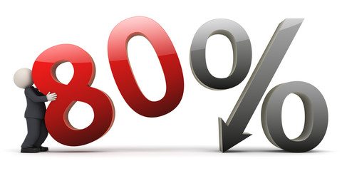 3d business man with 80 percent sign