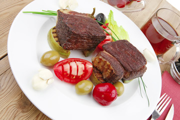 roast meat : beef pork steak