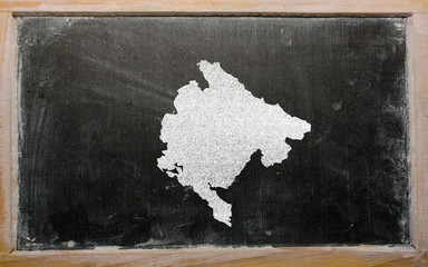 outline map of montenegro on blackboard