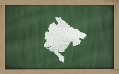 outline map of montenegro on blackboard