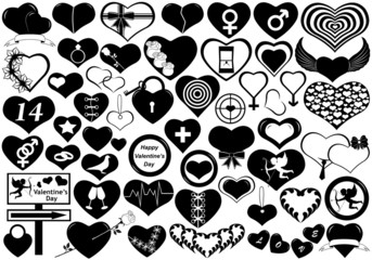 Fototapeta premium Different hearts isolated on white