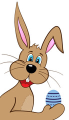 Osterhase seitlich mit Ei in der Hand - Ostern