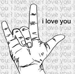 I love you hand symbolic gestures. Vector illustration - 38751366