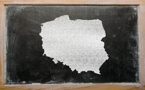 Fototapeta outline map of poland on blackboard
