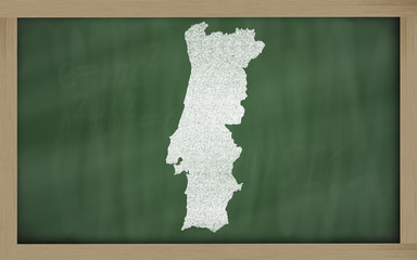 outline map of romania on blackboard