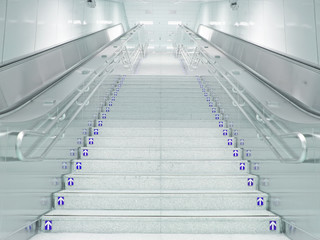 Staircase and escalator in underground passage