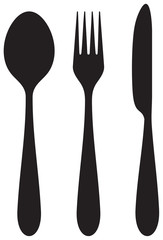 knife, fork and spoon