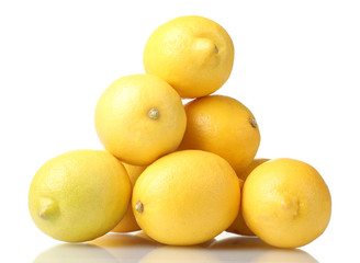 ripe lemons isolated on white
