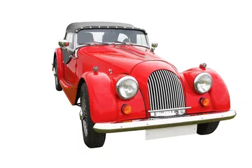 Stickers meubles Vielles voitures Voiture vintage classique rouge isolé sur fond blanc