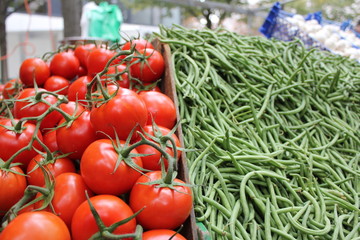 marché tomates haricots verts
