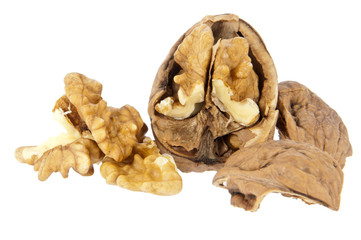 Group of Walnuts isolated on white background