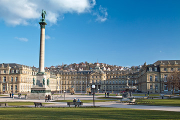 Stuttgart Innenstadt mit Schlossplatz im Winter