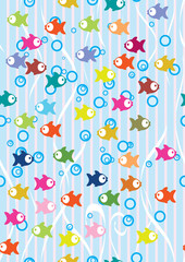 Seamless color background with cute fish
