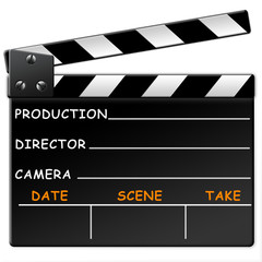 Film slate, clapper isolated isolated on white