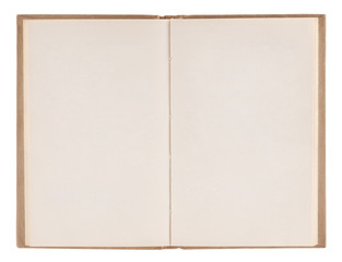 Open old blank book with clipping path