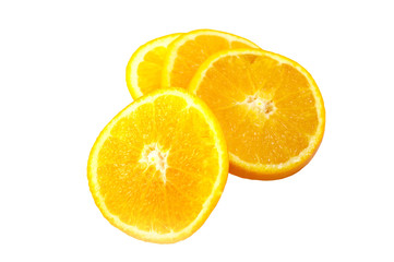 Orange sliced on white background