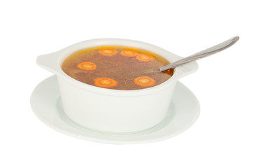 broth in a bowl isolated