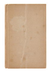 Old dirty book cover isolated on white