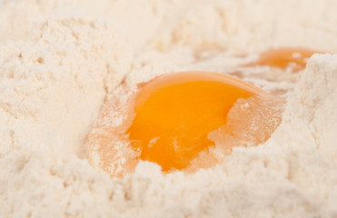 eggs in the flour