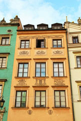Fototapeta na wymiar Old buildings on the central square of Warsaw