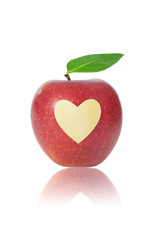 Red apple with heart