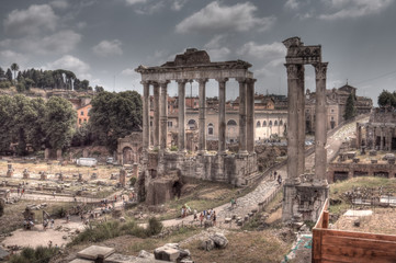 Roma, il Foro, templi di Vespasiano e di Saturno