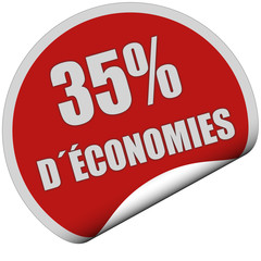 Sticker rot rund curl unten 35% D´ÉCONOMIES