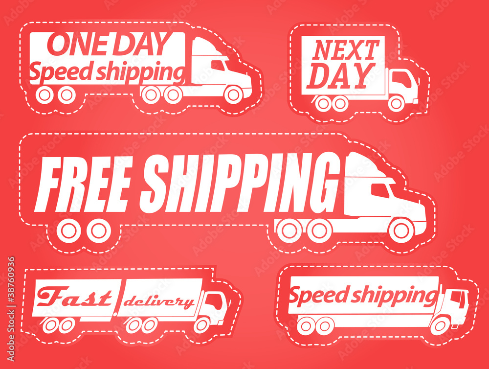 Poster fast delivery vector stickers collection