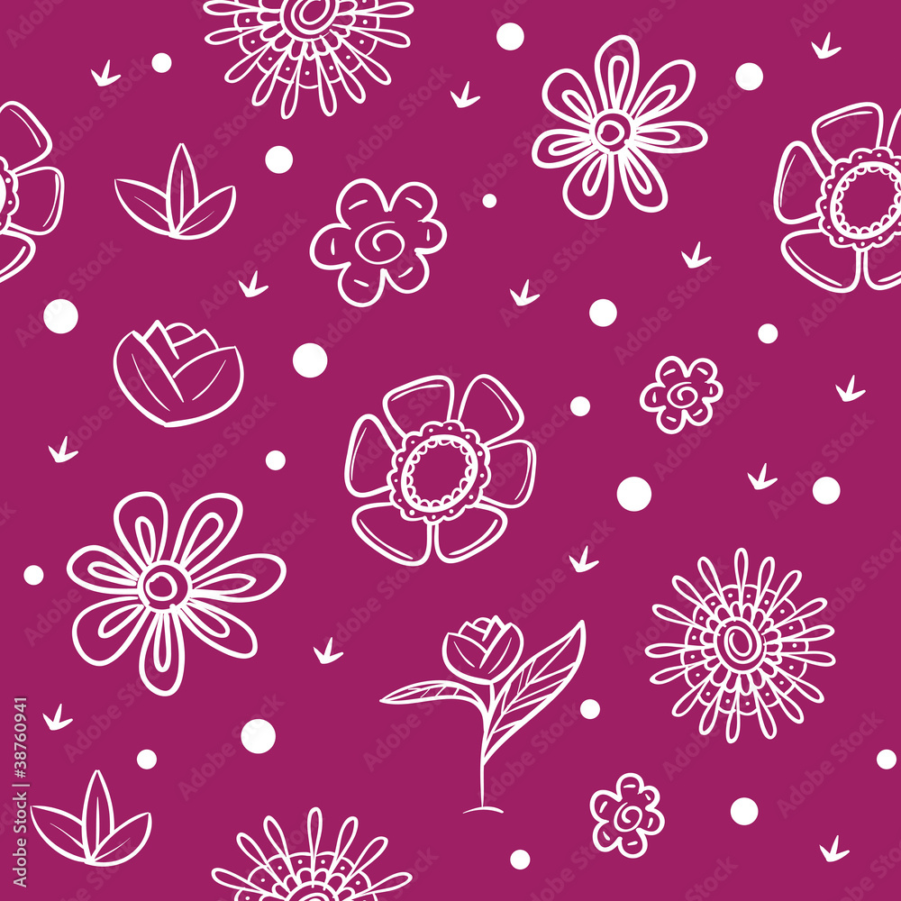 Poster spring violet background with flowers